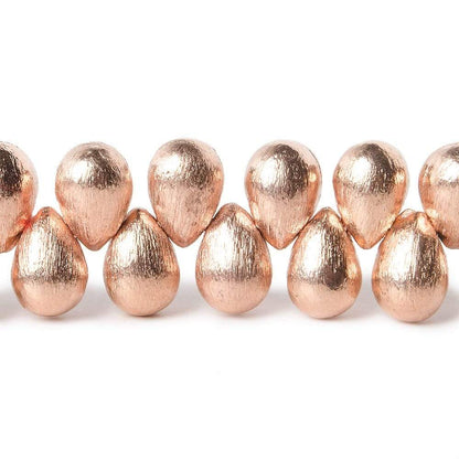 9x6mm Rose Gold plated Copper Brushed Tear Drop Beads 8 inch 52 pieces