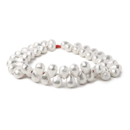 9x6mm Sterling Silver plated Copper Brushed Tear Drop Beads 8 inch 52 pcs