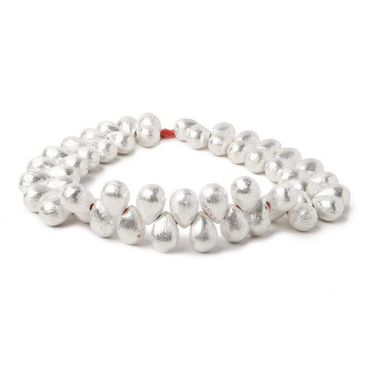 9x6mm Sterling Silver plated Copper Brushed Tear Drop Beads 8 inch 52 pcs