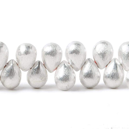 9x6mm Sterling Silver plated Copper Brushed Tear Drop Beads 8 inch 52 pcs