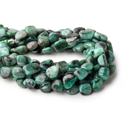 9x7-10x8mm Emerald Plain Nugget Beads 9 inch 21 pieces