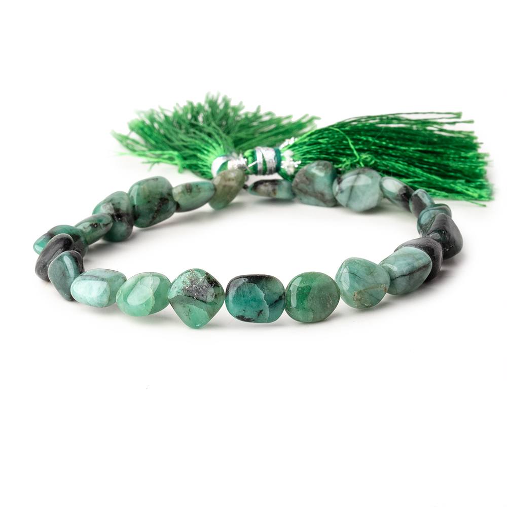 9x7-10x8mm Emerald Plain Nugget Beads 9 inch 21 pieces