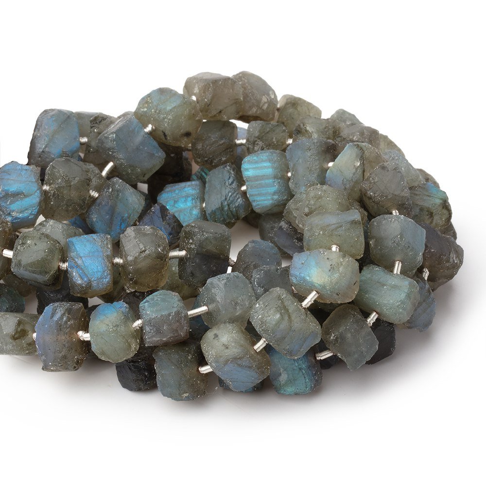 9x7-10x8mm Matte Labradorite Nuggets 7 inch 20 Beads