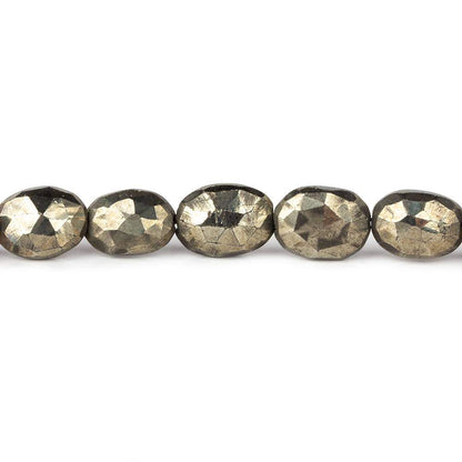 9x7-10x8mm Pyrite Straight Drilled Faceted Ovals 8 inch 21 beads