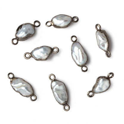 9x7-11x7mm Black Gold Leafed White Keshi Freshwater Pearl connector 1 piece