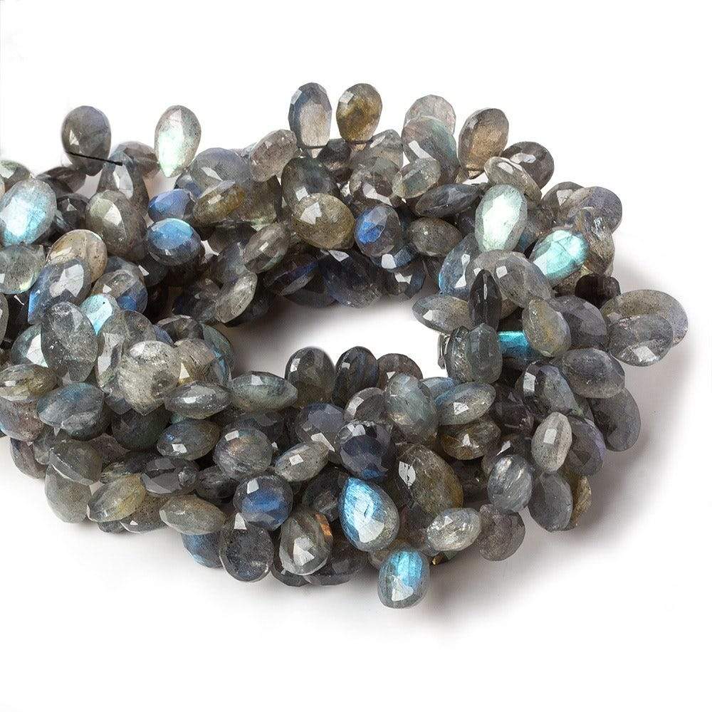 9x7-11x7mm Labradorite Faceted Pear Beads 9 inch 55 pieces