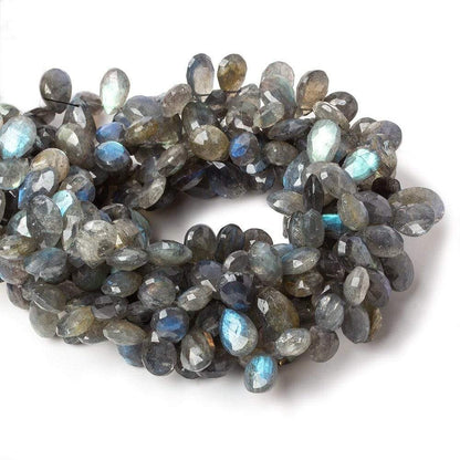 9x7-11x7mm Labradorite Faceted Pear Beads 9 inch 55 pieces