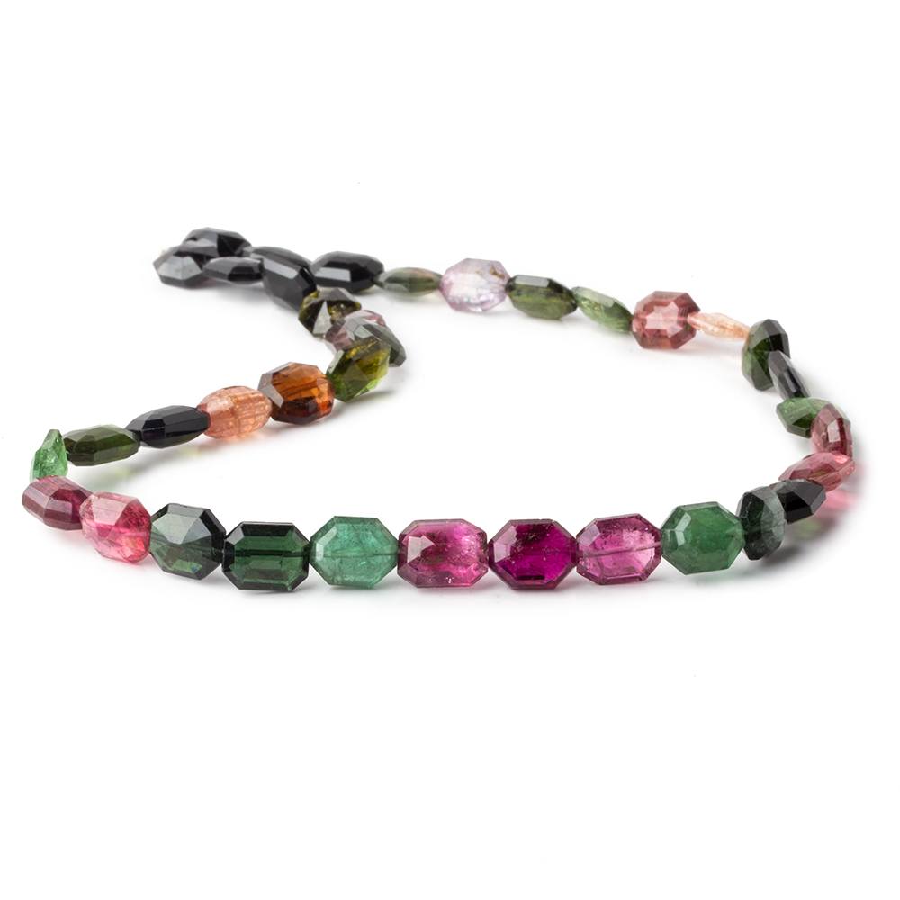 9x7-11x7mm Multi Color Tourmaline Faceted Modified Rectangles 15 inch 37 beads AA