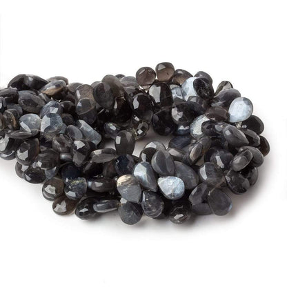 9x7-11x7mm Platinum Grey Moonstone faceted pears 8 inch 49 beads