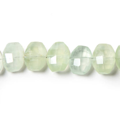 9x7-11x8mm Prehnite side drilled Faceted Cushion Beads 6 inch 18 pieces