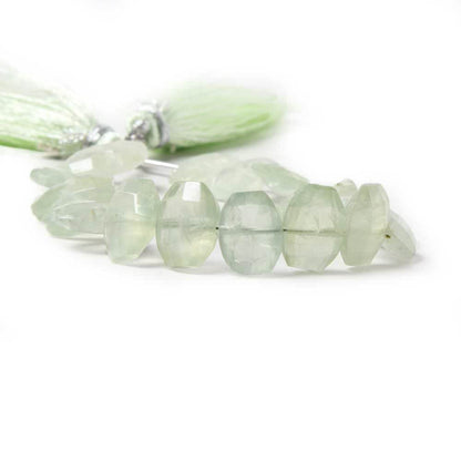 9x7-11x8mm Prehnite side drilled Faceted Cushion Beads 6 inch 18 pieces