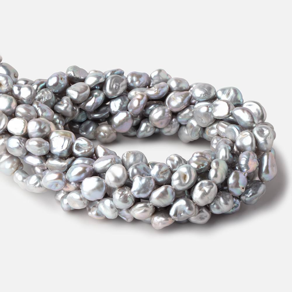 9x7-11x8mm Silver Keshi Straight Drilled Freshwater Pearls 16 inch 36 Beads