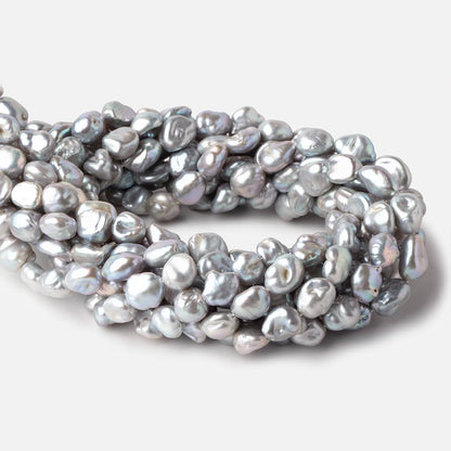 9x7-11x8mm Silver Keshi Straight Drilled Freshwater Pearls 16 inch 36 Beads