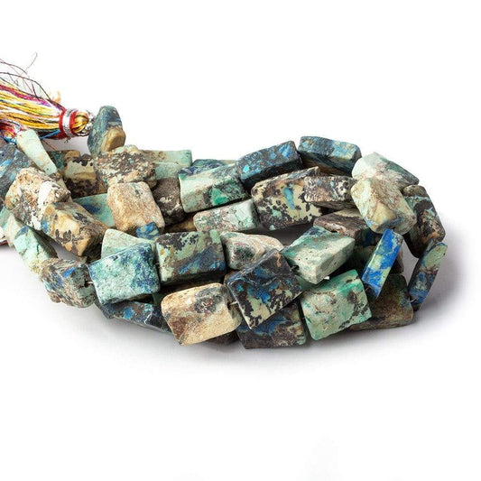 9x7-12x10mm Frosted Chrysocolla plain rectangle Beads 7.5 inch 16 pieces