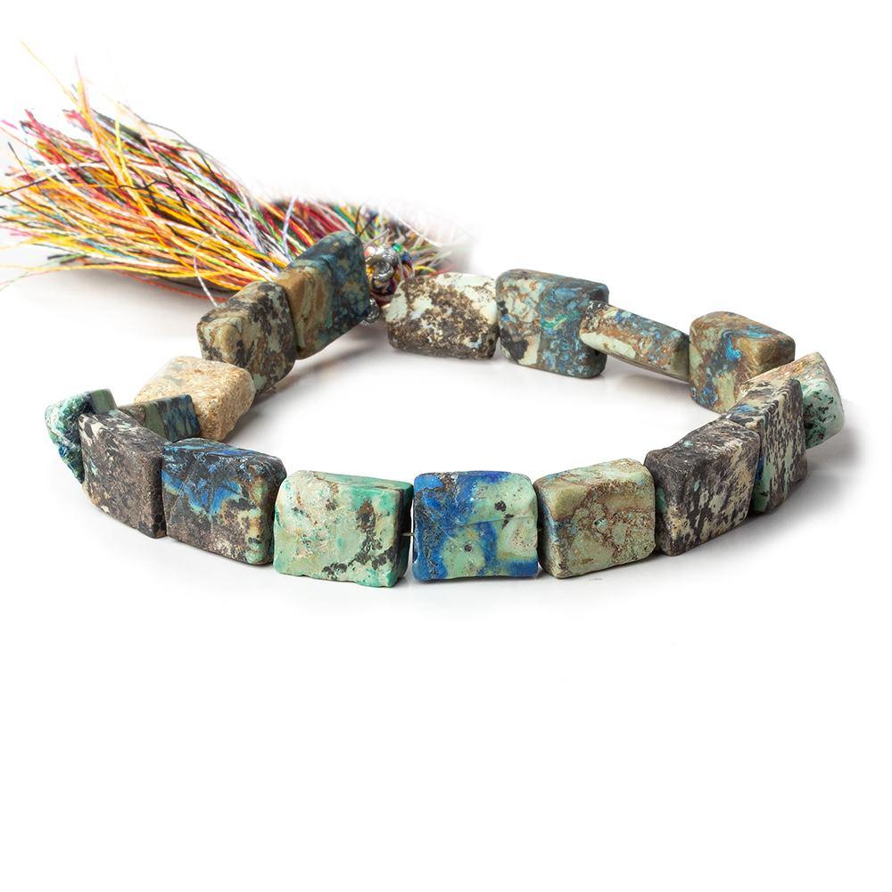 9x7-12x10mm Frosted Chrysocolla plain rectangle Beads 7.5 inch 16 pieces