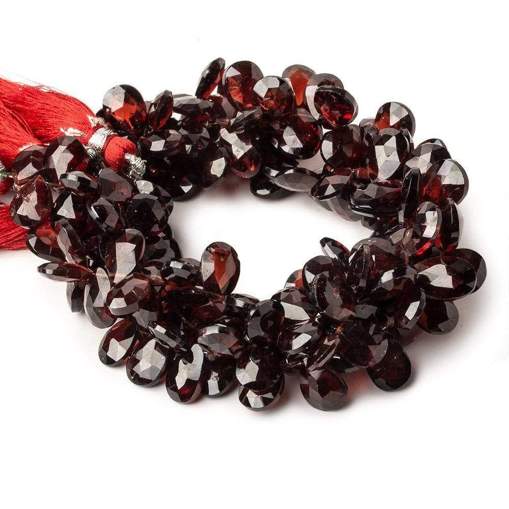 9x7-12x8mm Garnet Faceted Pear Beads 8 inch 56 pieces