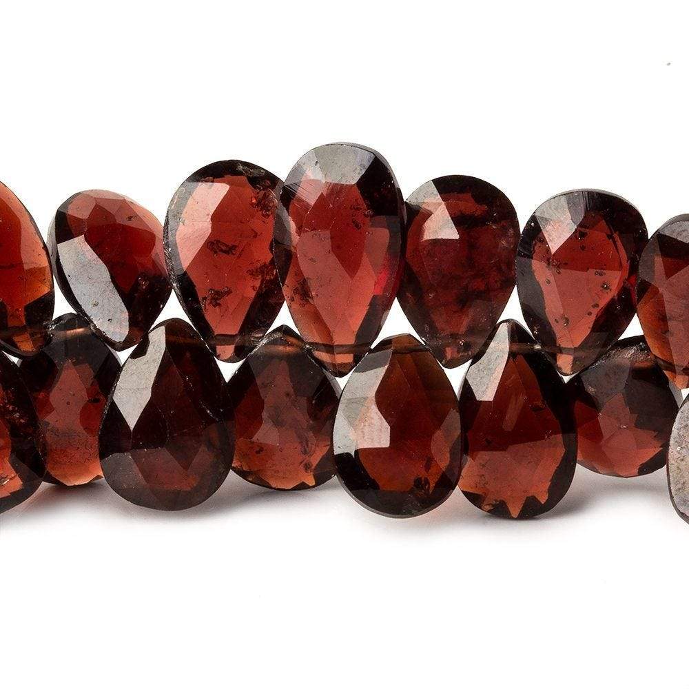 9x7-12x8mm Garnet Faceted Pear Beads 8 inch 56 pieces