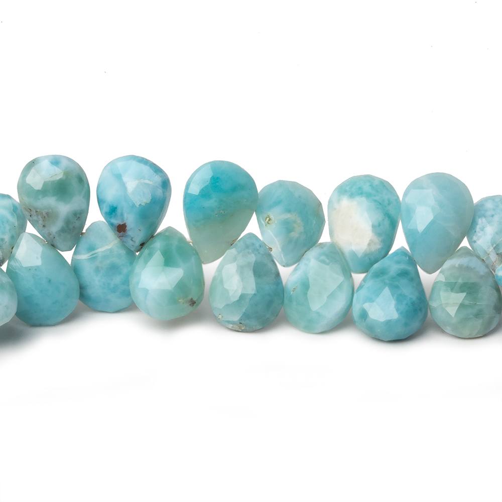 6x9mm Larimar faceted pear briolette beads 8 inch 49 pieces A