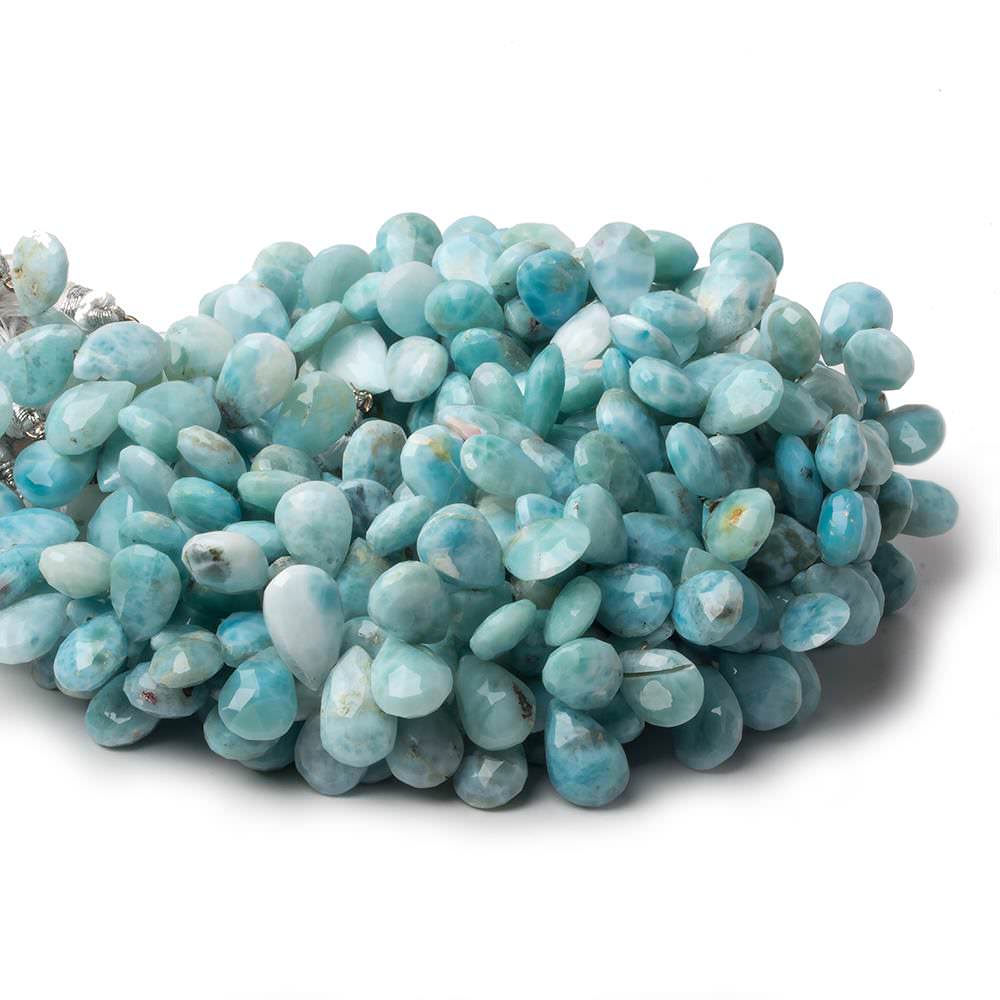 6x9mm Larimar faceted pear briolette beads 8 inch 49 pieces A