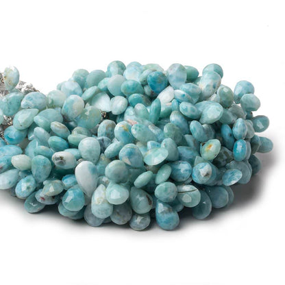 6x9mm Larimar faceted pear briolette beads 8 inch 49 pieces A