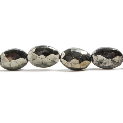 9x7 - 12x8mm Platinum Metallic Black Spinel Faceted Oval Beads 8 inch 18 pieces