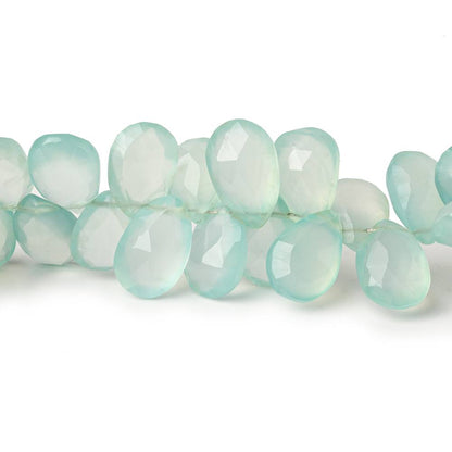 9x7-12x8mm Seafoam Green Chalcedony faceted pears 7.5 inch 63 beads AAA