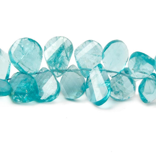 9x7-12x9mm Apatite twist faceted pear beads 8.5 inch 56 pieces