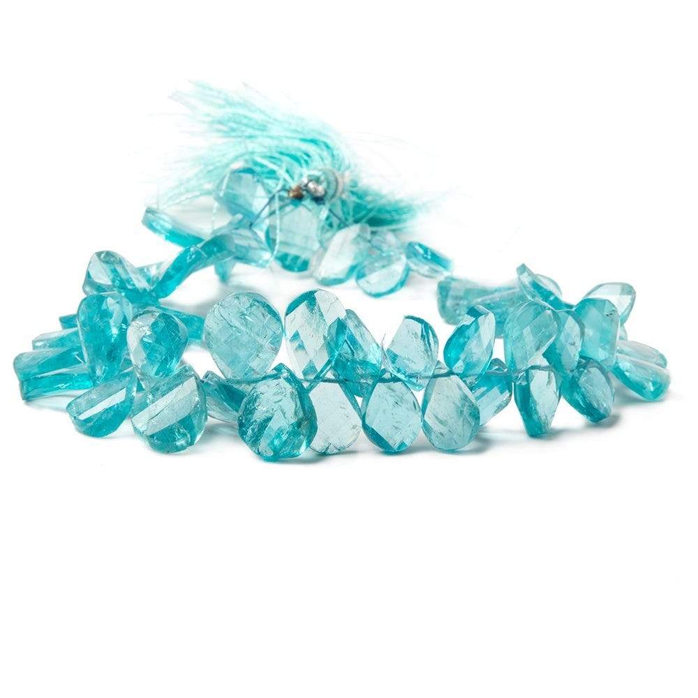 9x7-12x9mm Apatite twist faceted pear beads 8.5 inch 56 pieces