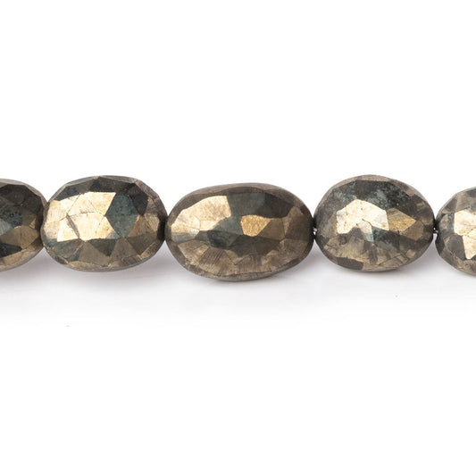 9x7-12x9mm Pyrite Straight Drilled Faceted Oval 8 inch 18 Beads