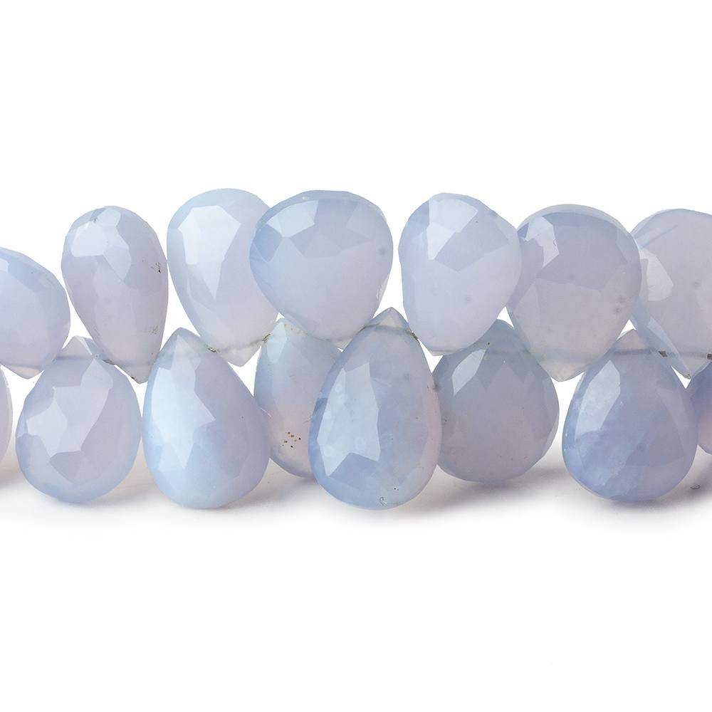 9x7-12x9mm Turkish Blue Chalcedony Pear Beads 8 inch 55 pieces AA