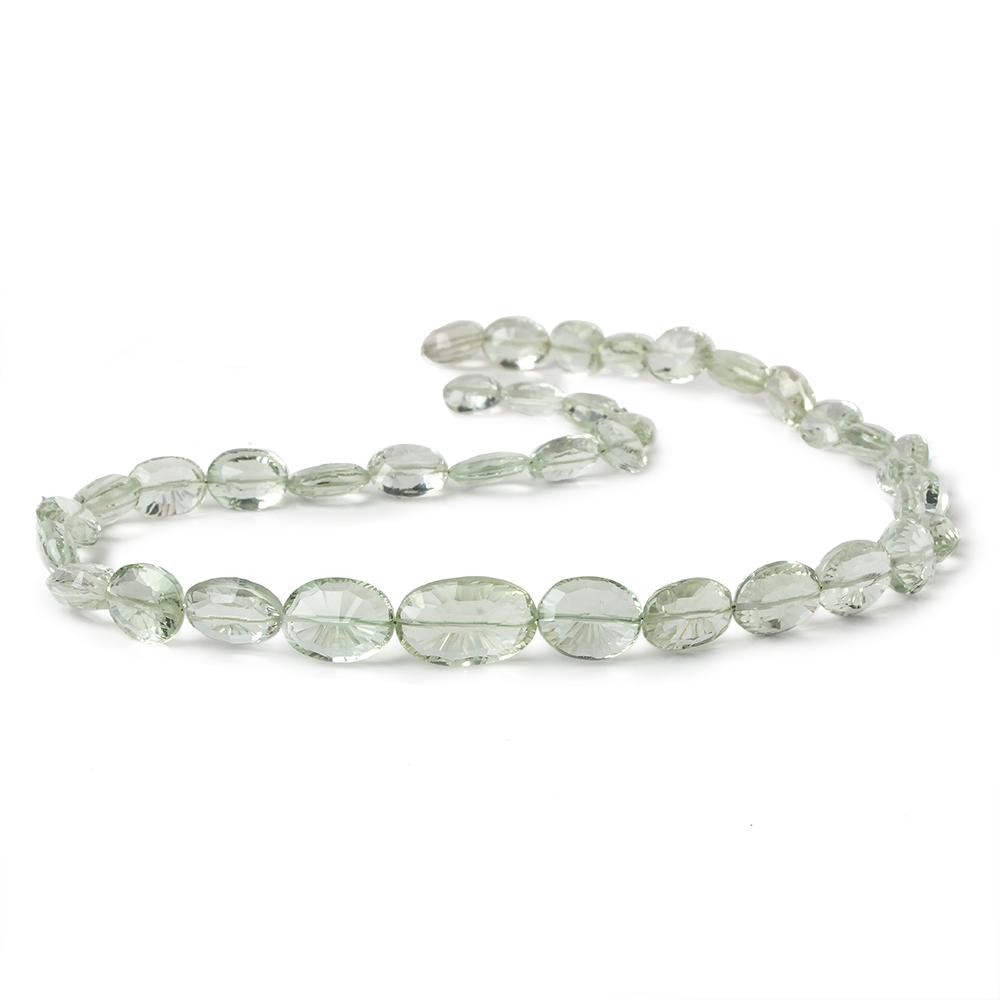 9x7-13x10mm Prasiolite Concave Faceted Oval beads 15 inch 37 pieces AAA