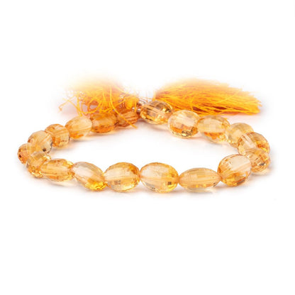 9x7-13x9mm Citrine Checkerboard Faceted Ovals 8 inches 18 beads