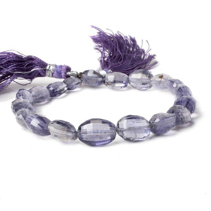 9x7-13x9mm Iolite Checkerboard Faceted Oval Beads 8 inch 19 pieces AA