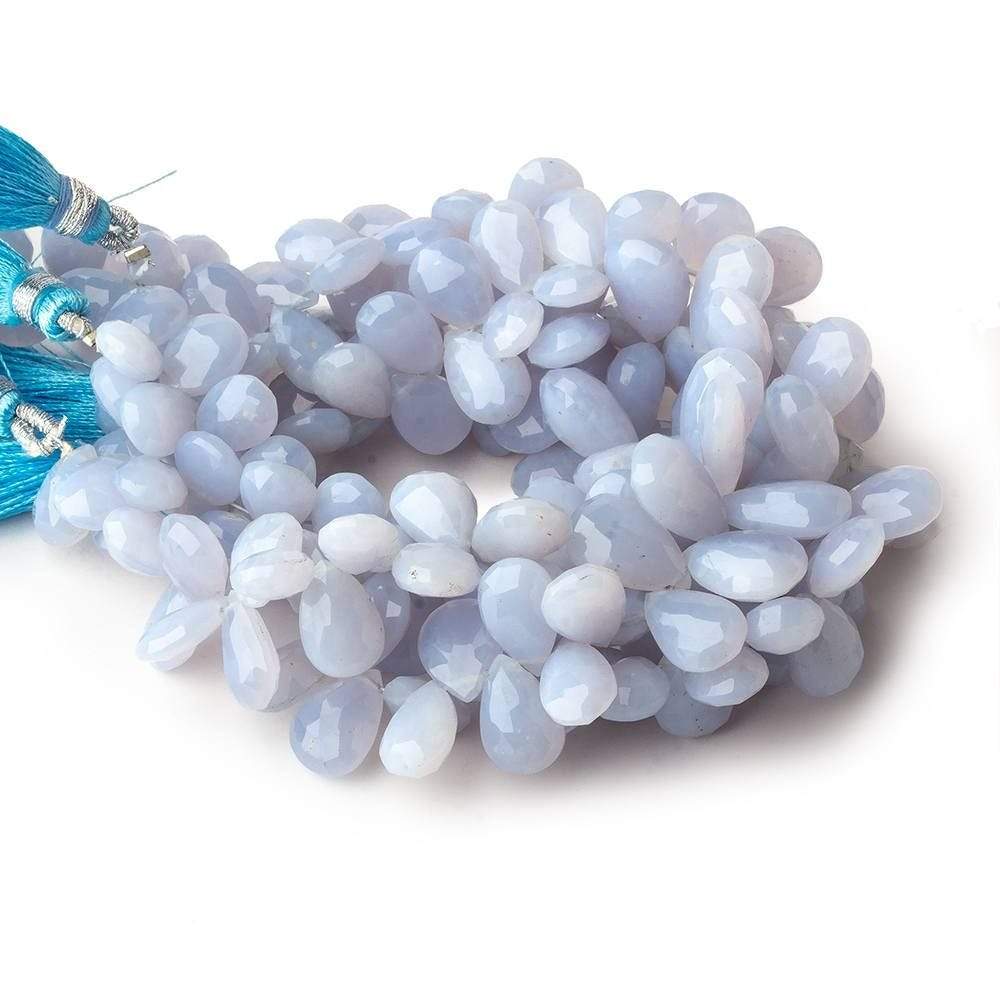 9x7-13x9mm Violetish Blue Chalcedony Faceted Pear Beads 8 inch 60 pieces