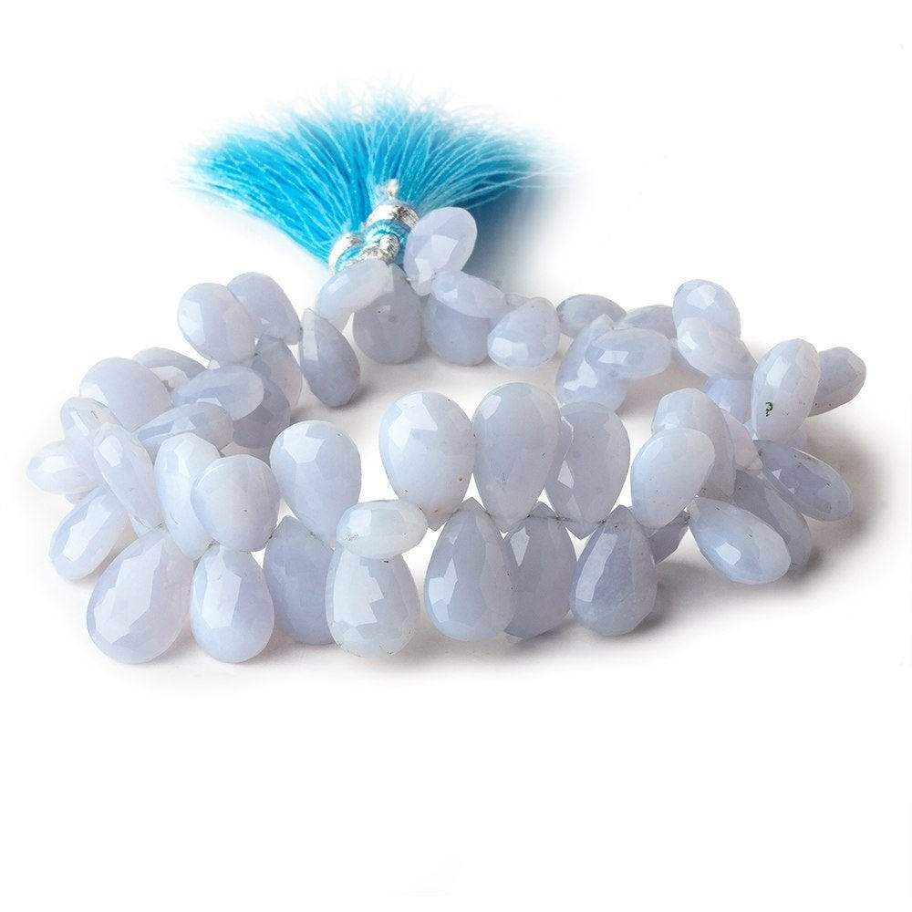 9x7-13x9mm Violetish Blue Chalcedony Faceted Pear Beads 8 inch 60 pieces