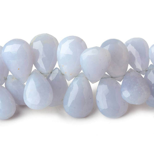 9x7-13x9mm Violetish Blue Chalcedony Faceted Pear Beads 8 inch 60 pieces