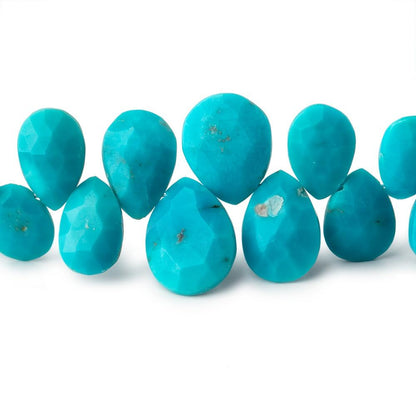 9x7-14x10mm Sleeping Beauty Turquoise Faceted Pear Beads 9 inch 50 pieces