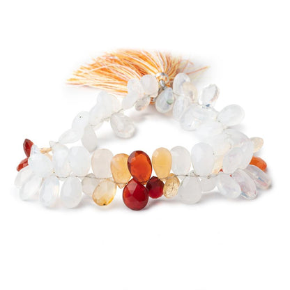 9x7-14x6mm Multi Color Fire Opal Faceted Pear Beads 9.25 inch 64 pieces