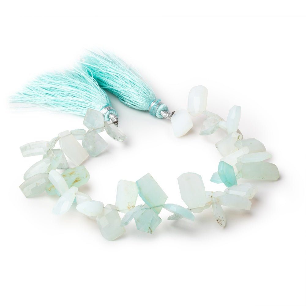 9x7-14x8mm Blue Peruvian Opal Faceted Freeform Beads 7.5 inch 43 pieces