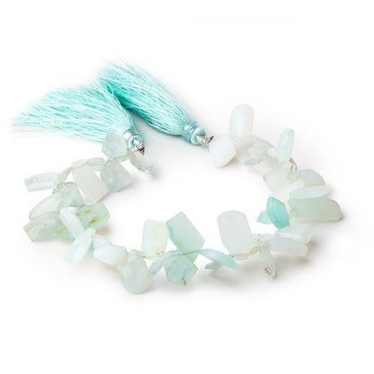 9x7-14x8mm Blue Peruvian Opal Faceted Freeform Beads 7.5 inch 43 pieces