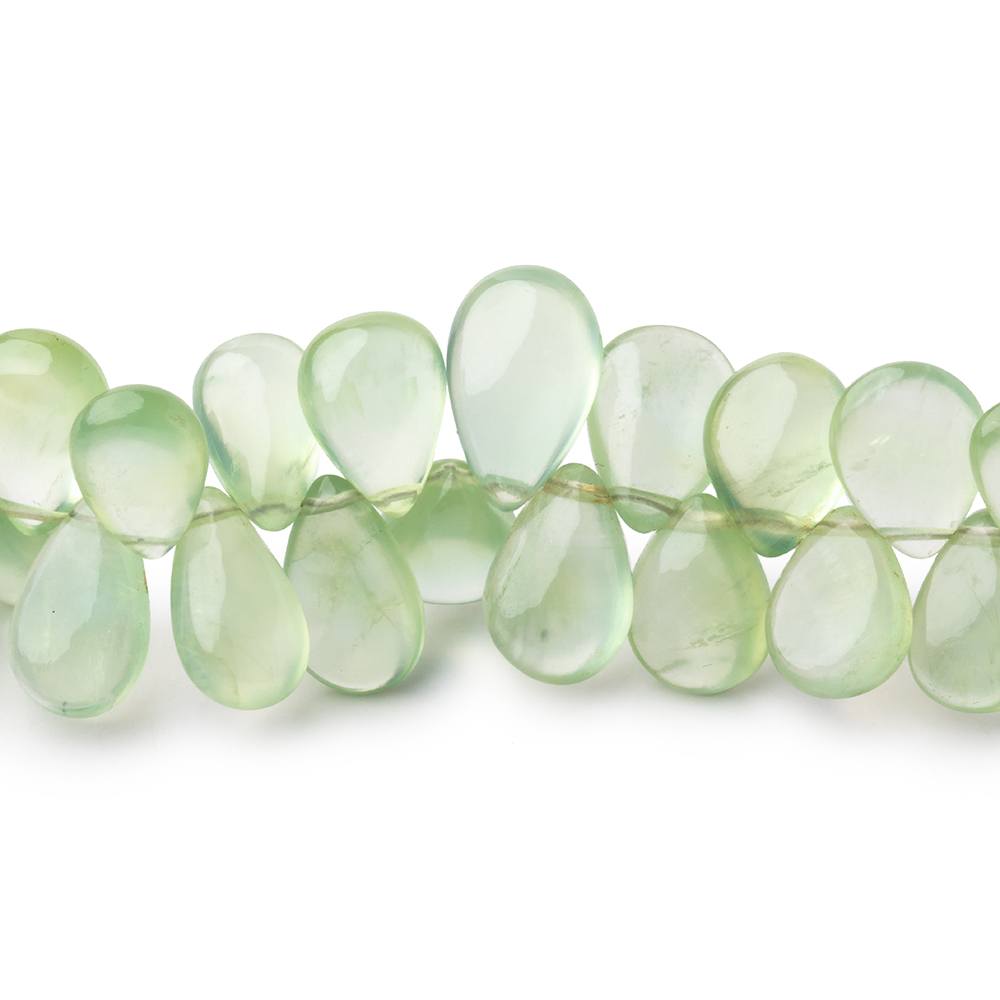 9x7-14x8mm Prehnite Plain Pear Beads 8 inch 48 pieces