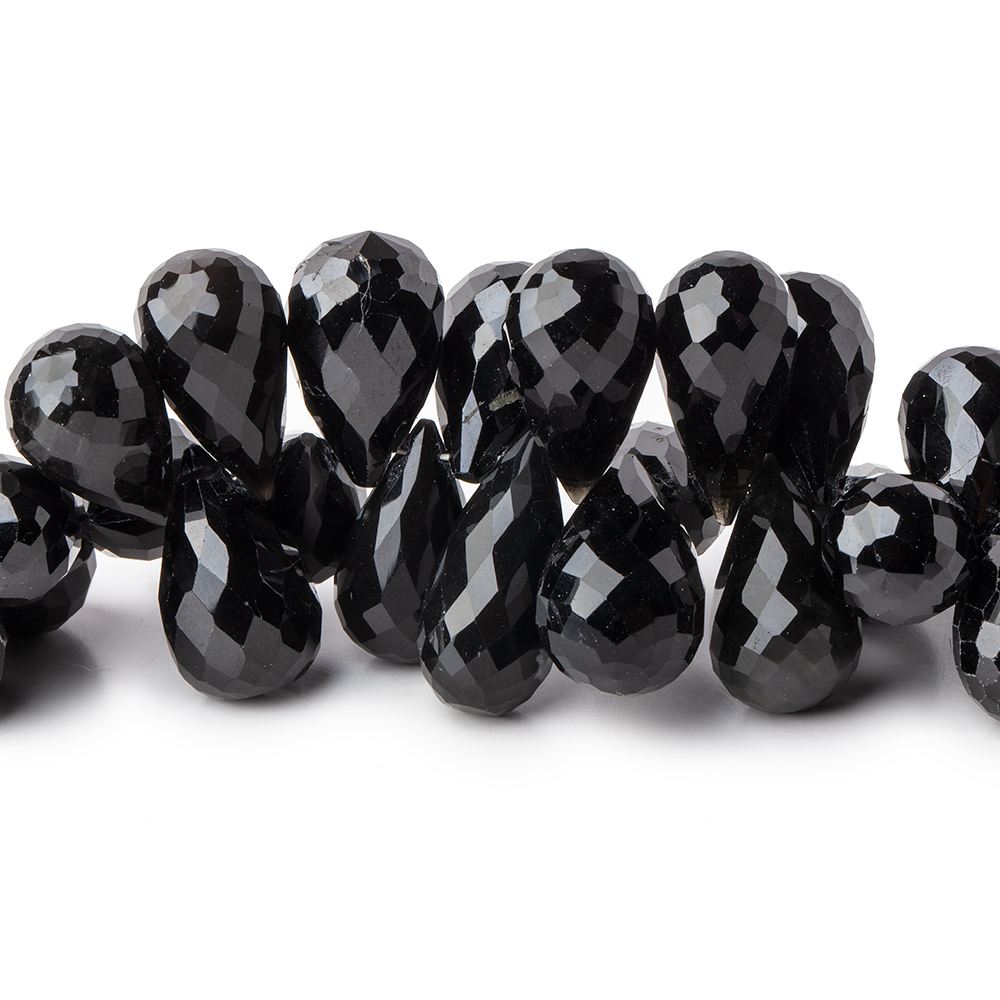 9x7-10x8mm Black Spinel Faceted Tear Drop Beads 15 inch 130 pieces