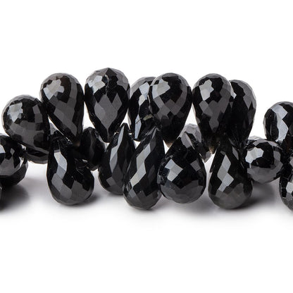 9x7-10x8mm Black Spinel Faceted Tear Drop Beads 15 inch 130 pieces