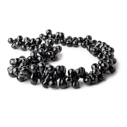 9x7-10x8mm Black Spinel Faceted Tear Drop Beads 15 inch 130 pieces