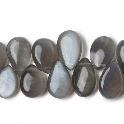 9x7-15x7mm Platinum Grey Moonstone Plain Pear Beads 8 inch 47 pieces