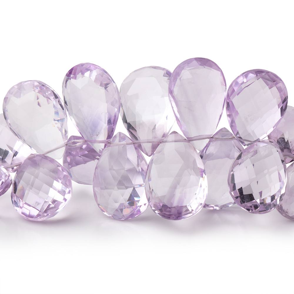 9x7-17x12mm Pink Amethyst Faceted Pear Beads 7 inch 48 pieces