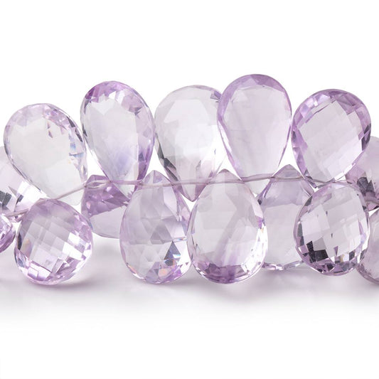 9x7-17x12mm Pink Amethyst Faceted Pear Beads 7 inch 48 pieces