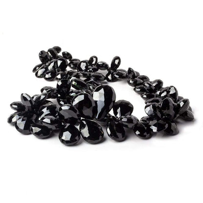 9x7-21x13mm Black Spinel Faceted Pear & Heart Beads 15 Inch 94 pieces