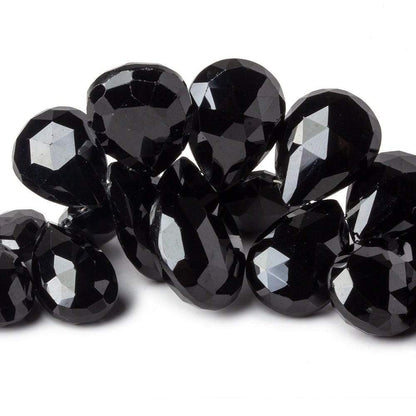 9x7-21x13mm Black Spinel Faceted Pear & Heart Beads 15 Inch 94 pieces