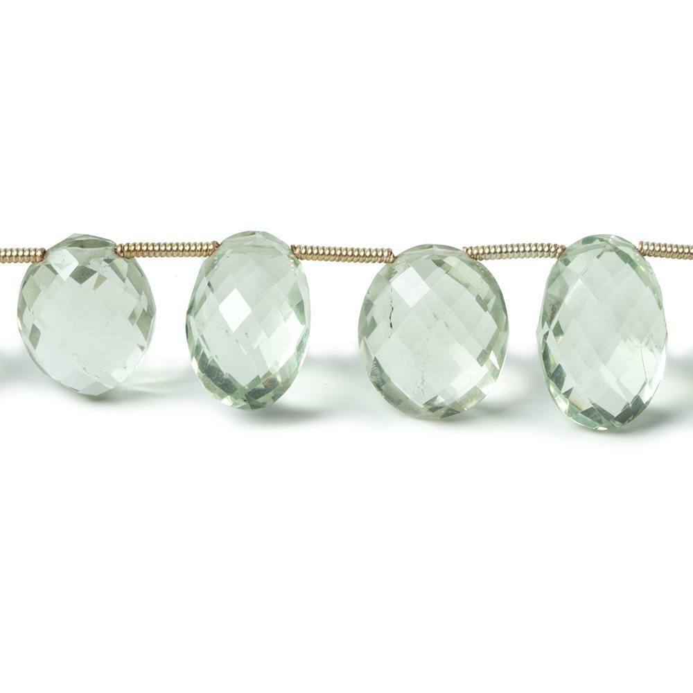 9x7mm-14x11mm Prasiolite Faceted Oval Beads 8 inch 15 pieces